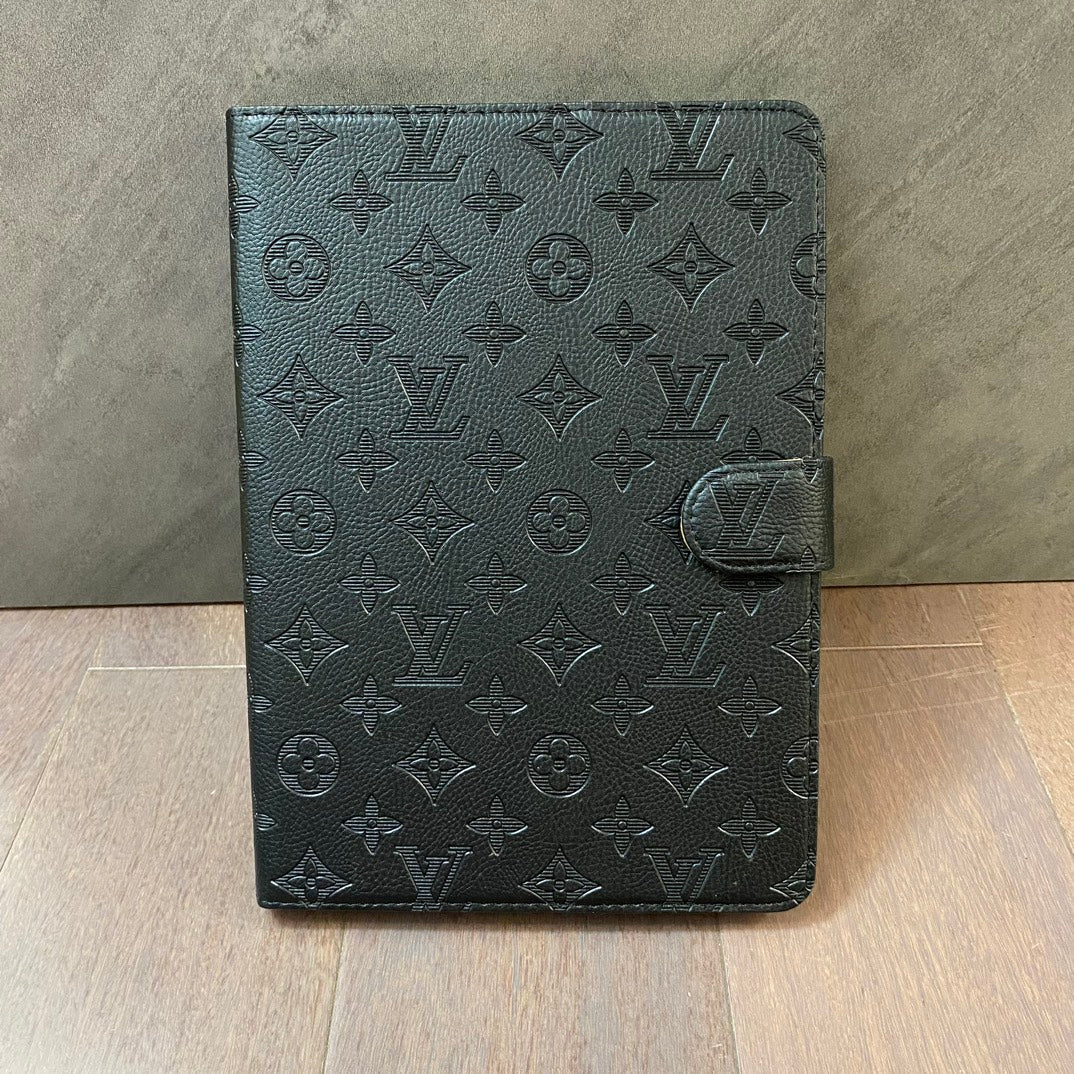 3D Embossed Canvas Monogram Holster Apple iPad Flip Cover With Stand Function