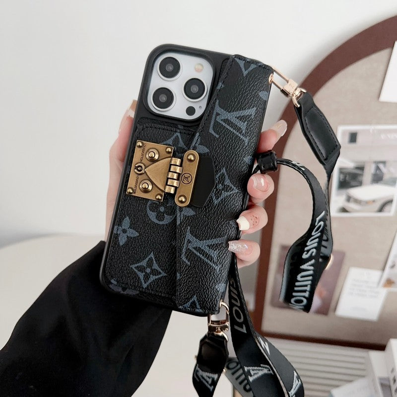 Lou Lock Card Bag Crossbody Chain iPhone Case
